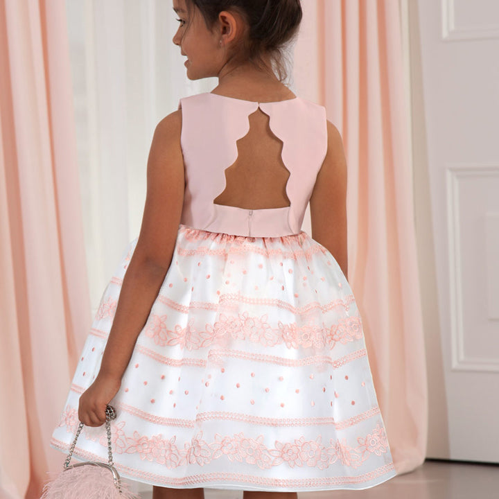 Pink & White Wave Lace Dress