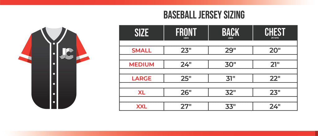 Sports Jersey Size Chart