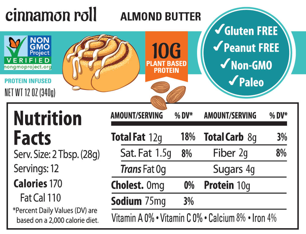 Cinnamon Roll Protein Almond Butter - Nutrition Facts