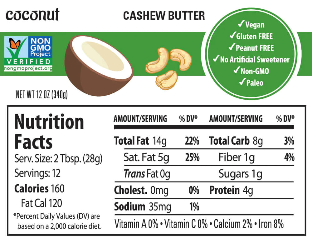 Coconut Cashew Butter - Nutrition Facts