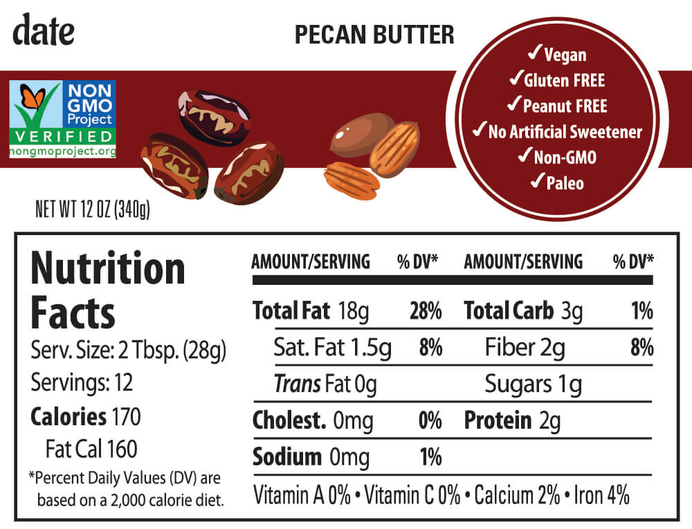 Date Pecan Nutrition Panel