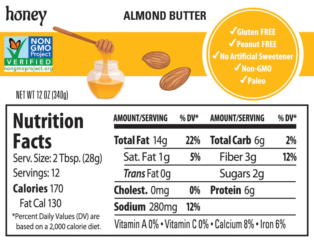 Honey Almond Butter - Nutrition