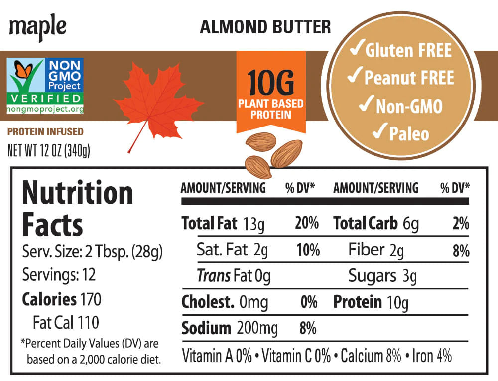 Maple Protein Almond Butter - Nutrition