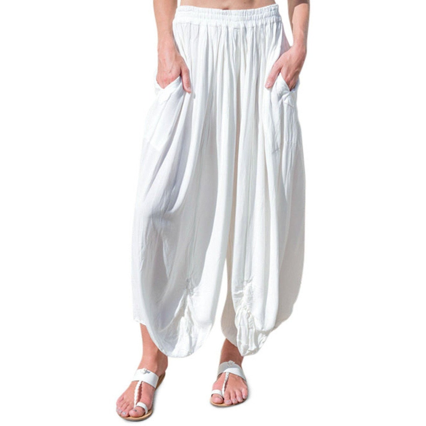 White Cotton Harem Pants – Sage Moon