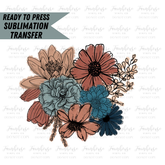 Ready to Press, Sublimation Transfers, DIY Shirt, Sublimation, Transfers Ready  to Press, Heat Transfer Designs, Mama Arrow Flowers, Boho 