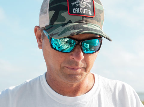 Man Wearing Polarized Fishing Sunglasses