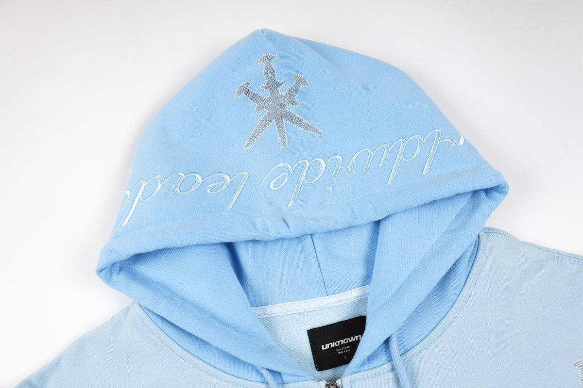 東大 Blue Panel Dagger Rhinestone Zip Up XS | erational.com