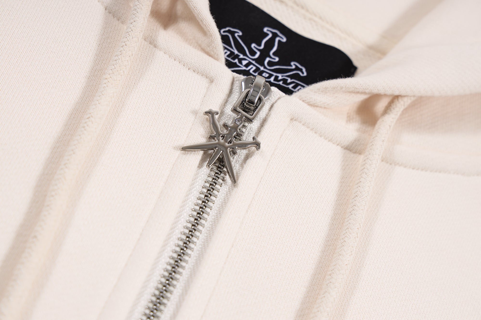 CREAM AND GREEN DAGGER ZIP HOODIE