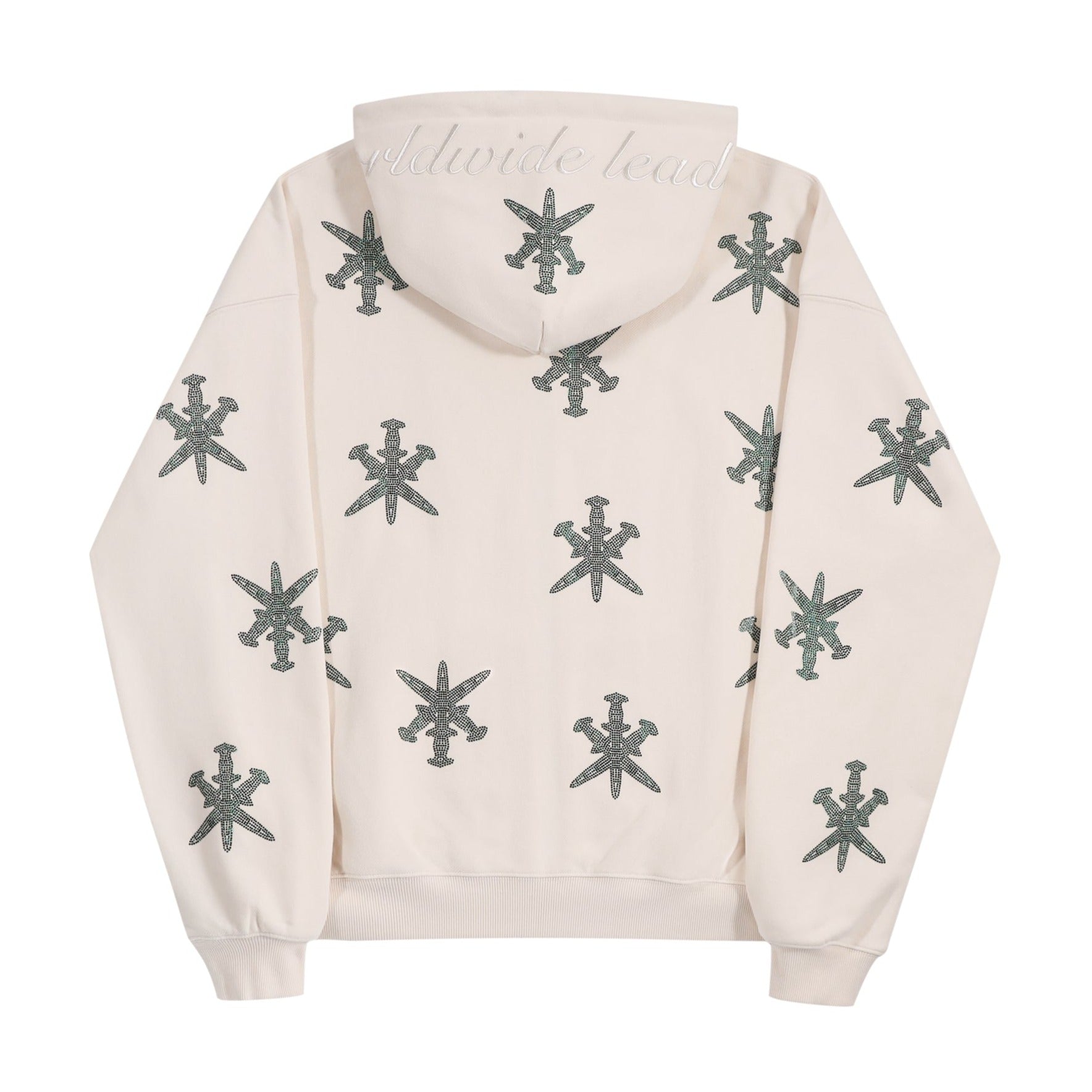 CREAM AND GREEN DAGGER ZIP HOODIE