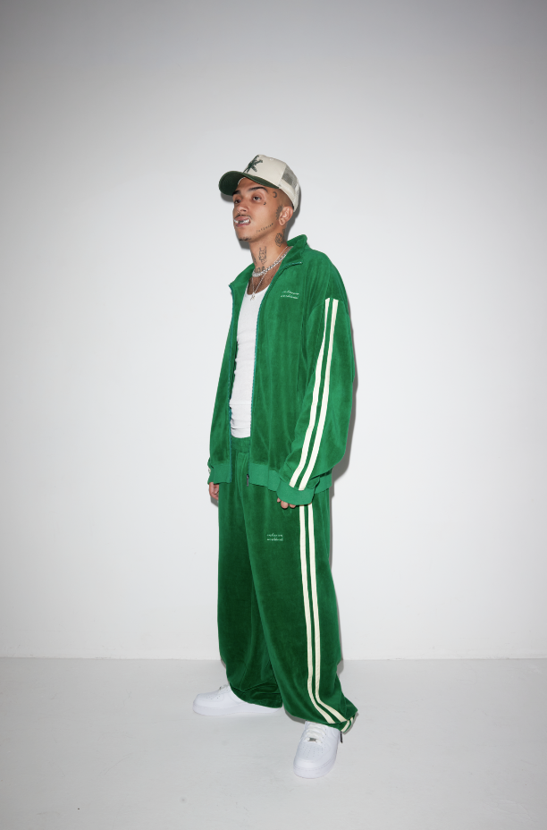 GREEN VELOUR TRACK JACKET