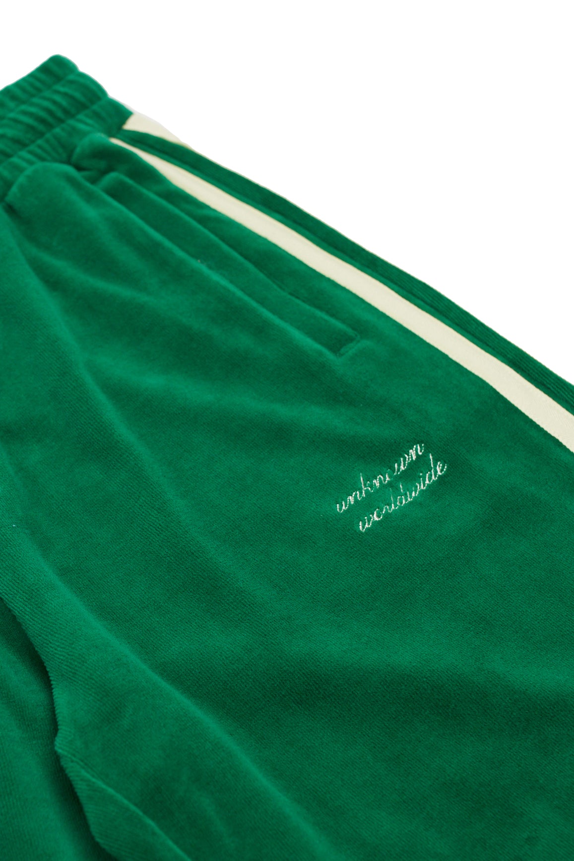 GREEN VELOUR TRACK PANTS