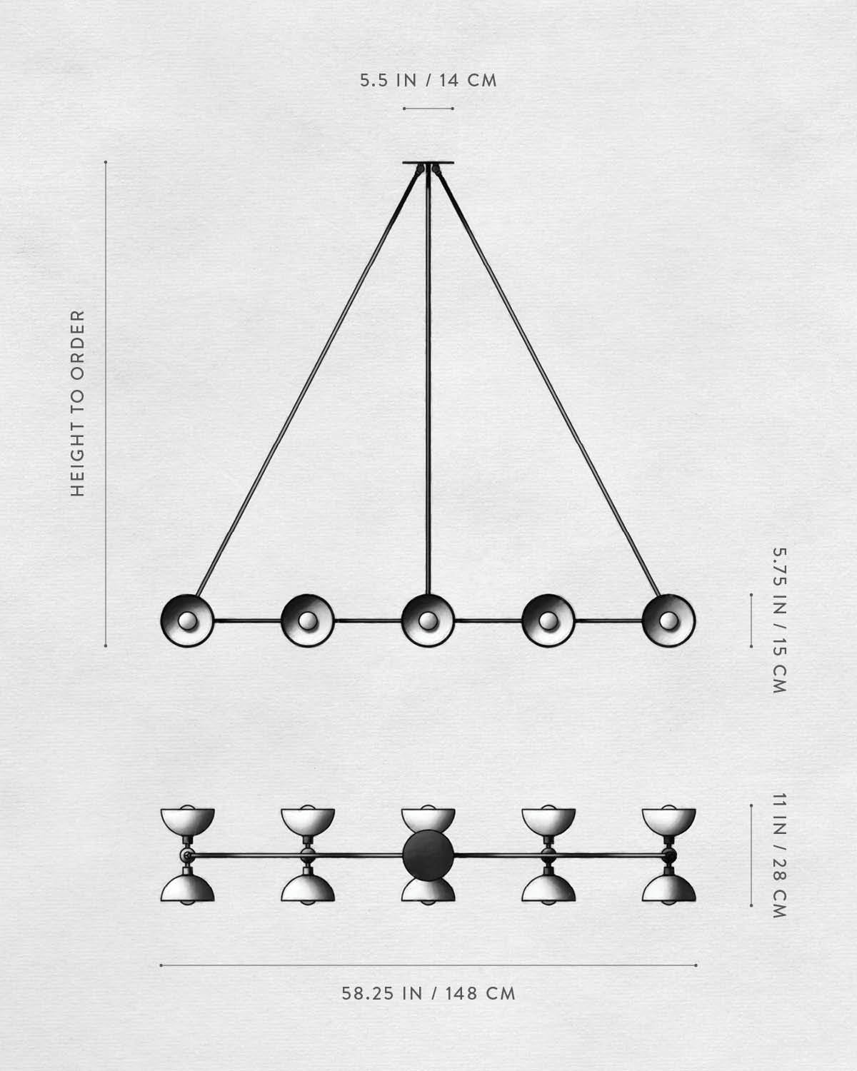 Technical drawing of TRAPEZE : 10 PENDANT.