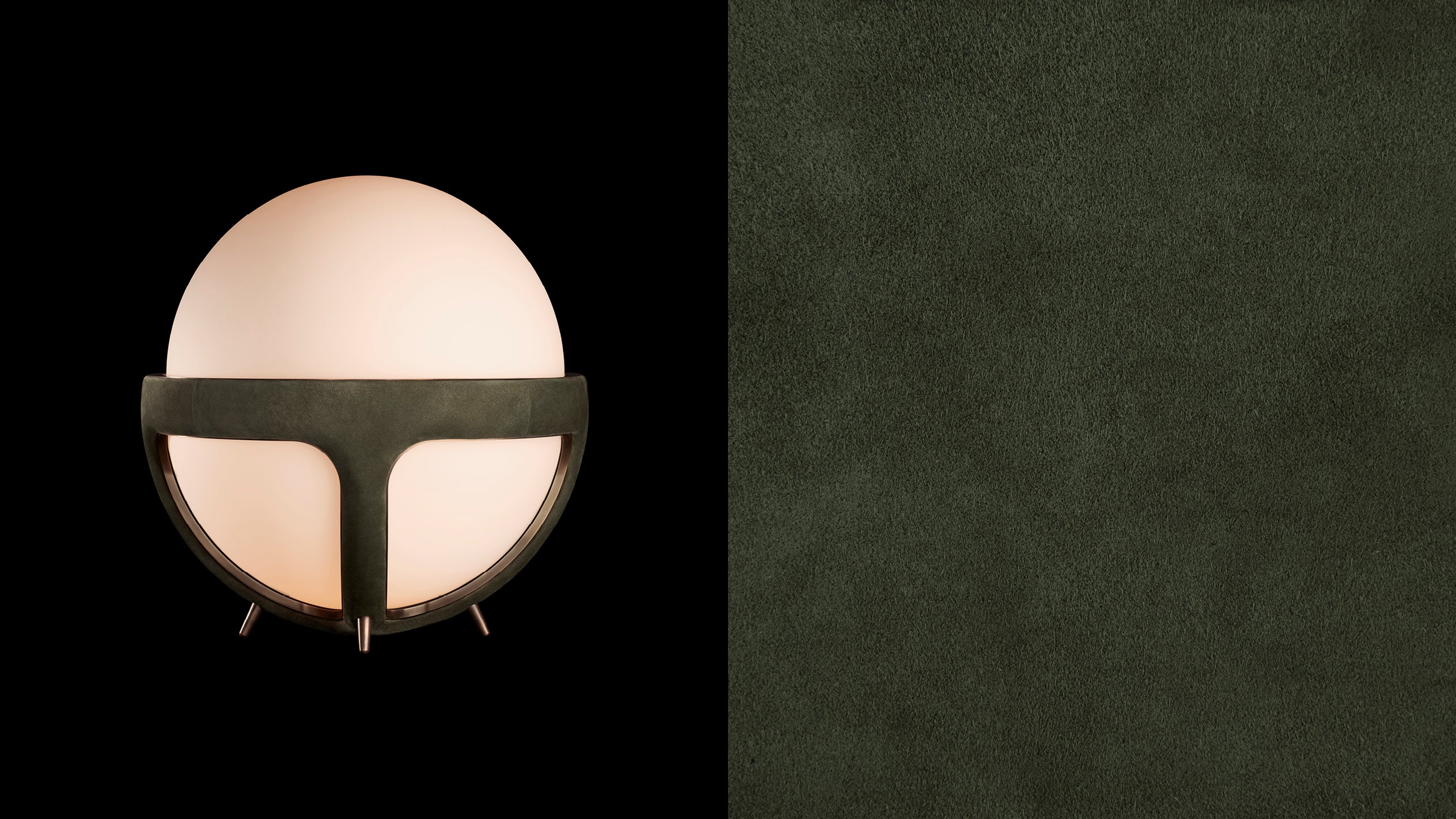 REPRISE : TABLE LAMP IN AGED BRASS / JUNIPER SUEDE