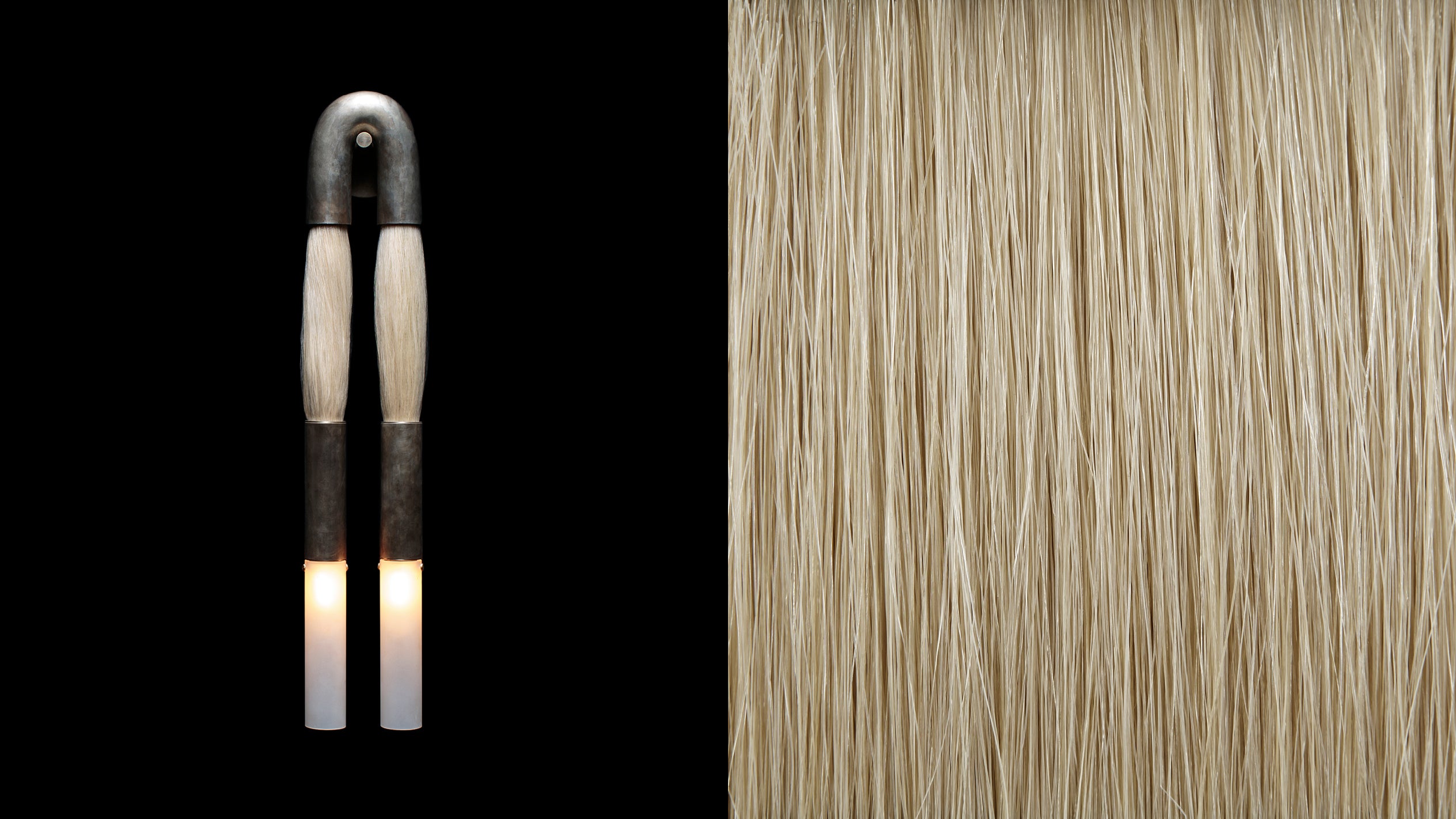 HORSEHAIR : SCONCE IN TARNISHED SILVER / FLAXEN