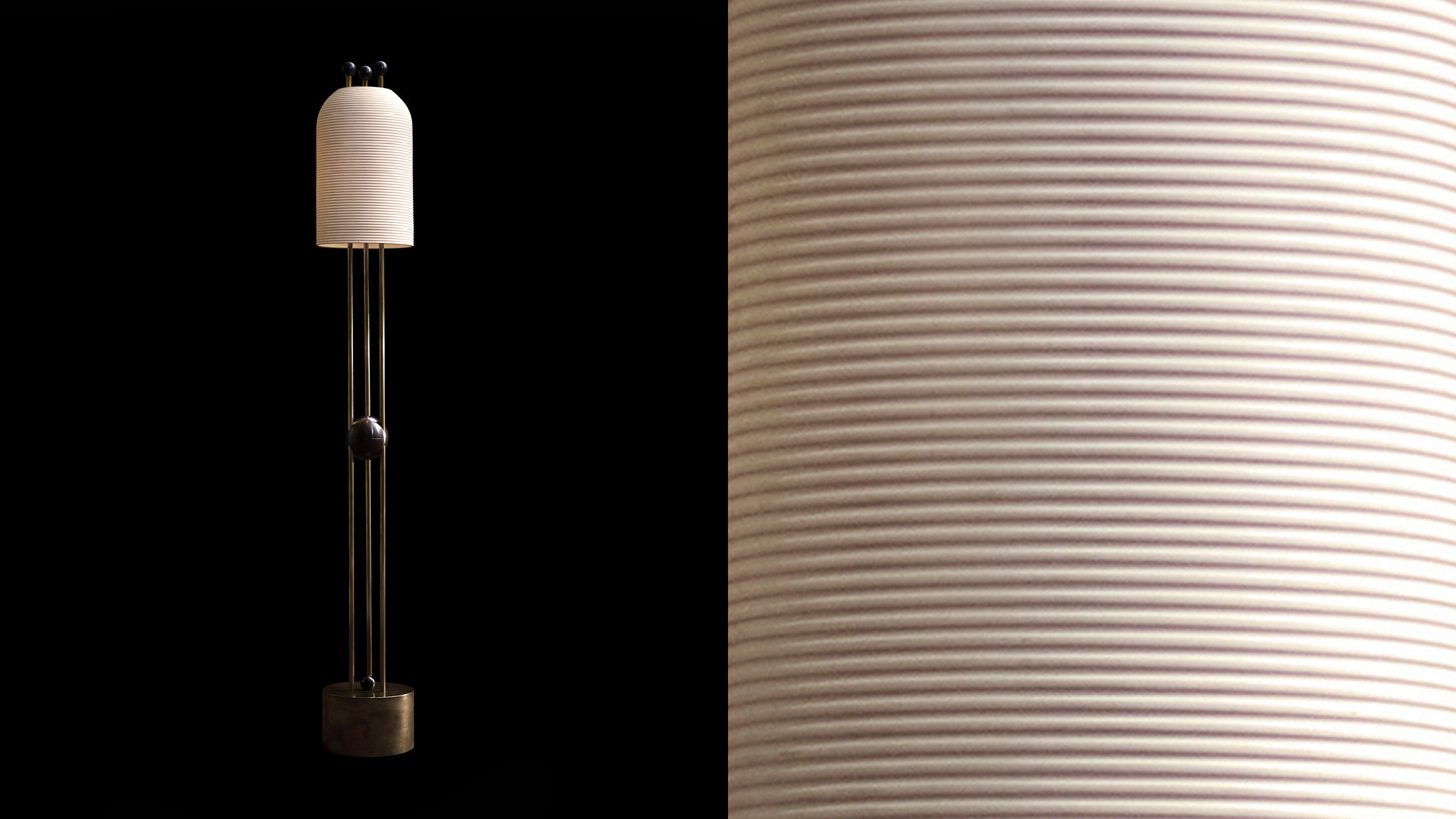 LANTERN : FLOOR LAMP IN AGED BRASS / BLACKENED BRASS / PORCELAIN