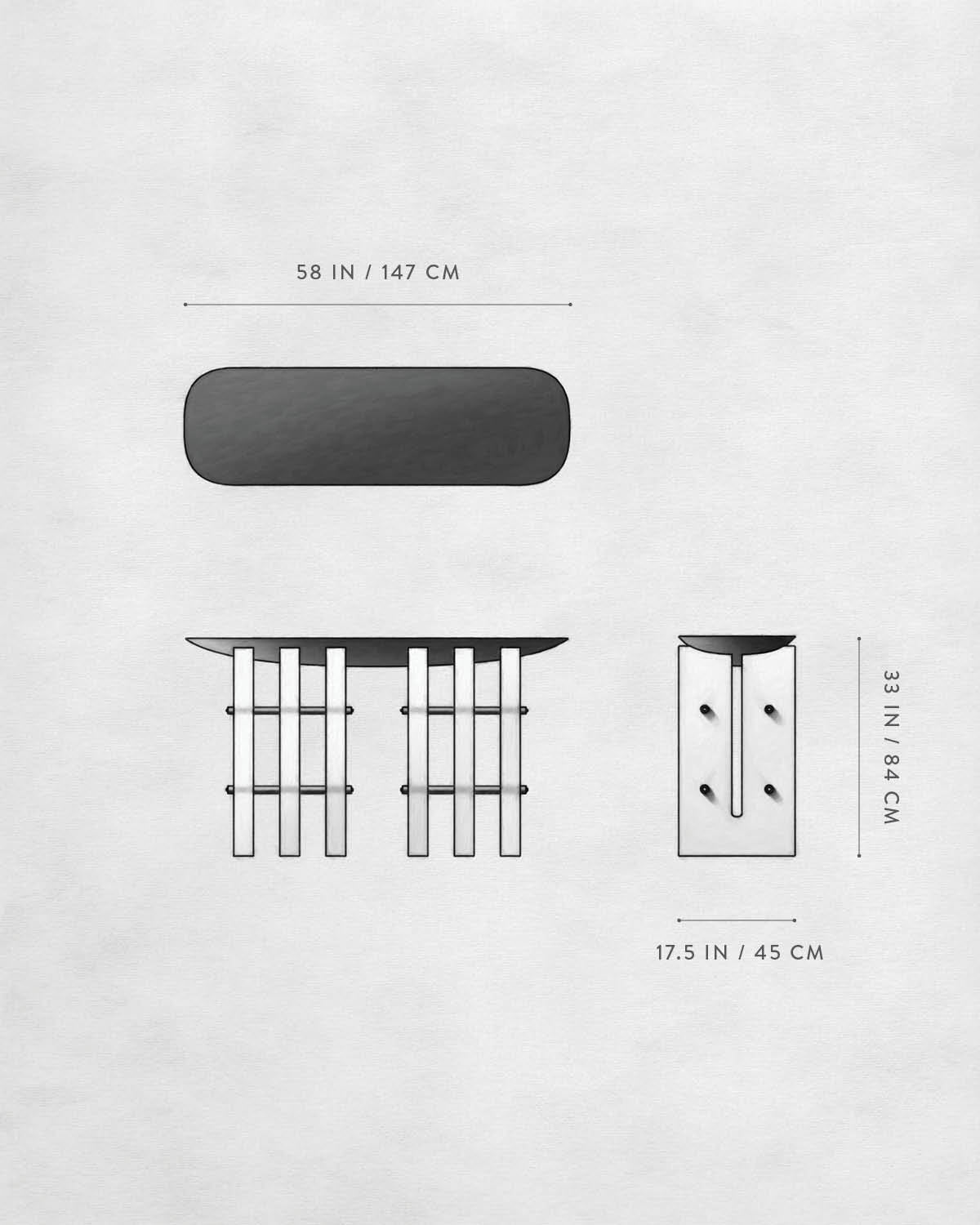 Technical drawing of SEGMENT : CONSOLE TABLE.