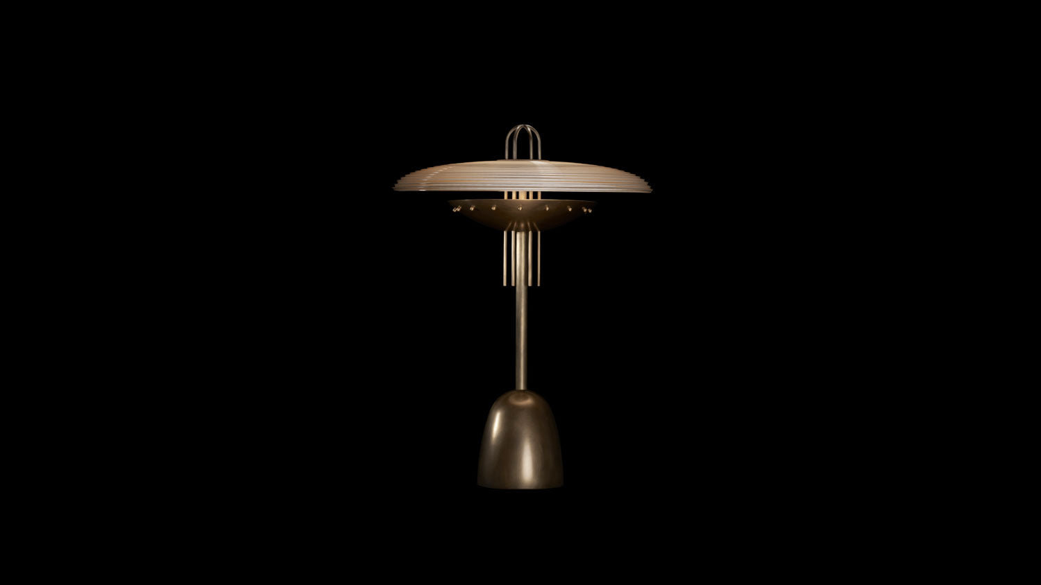 SIGNAL : Y table lamp in Oil-Rubbed Bronze finish with Clear Glass, against a black background. 