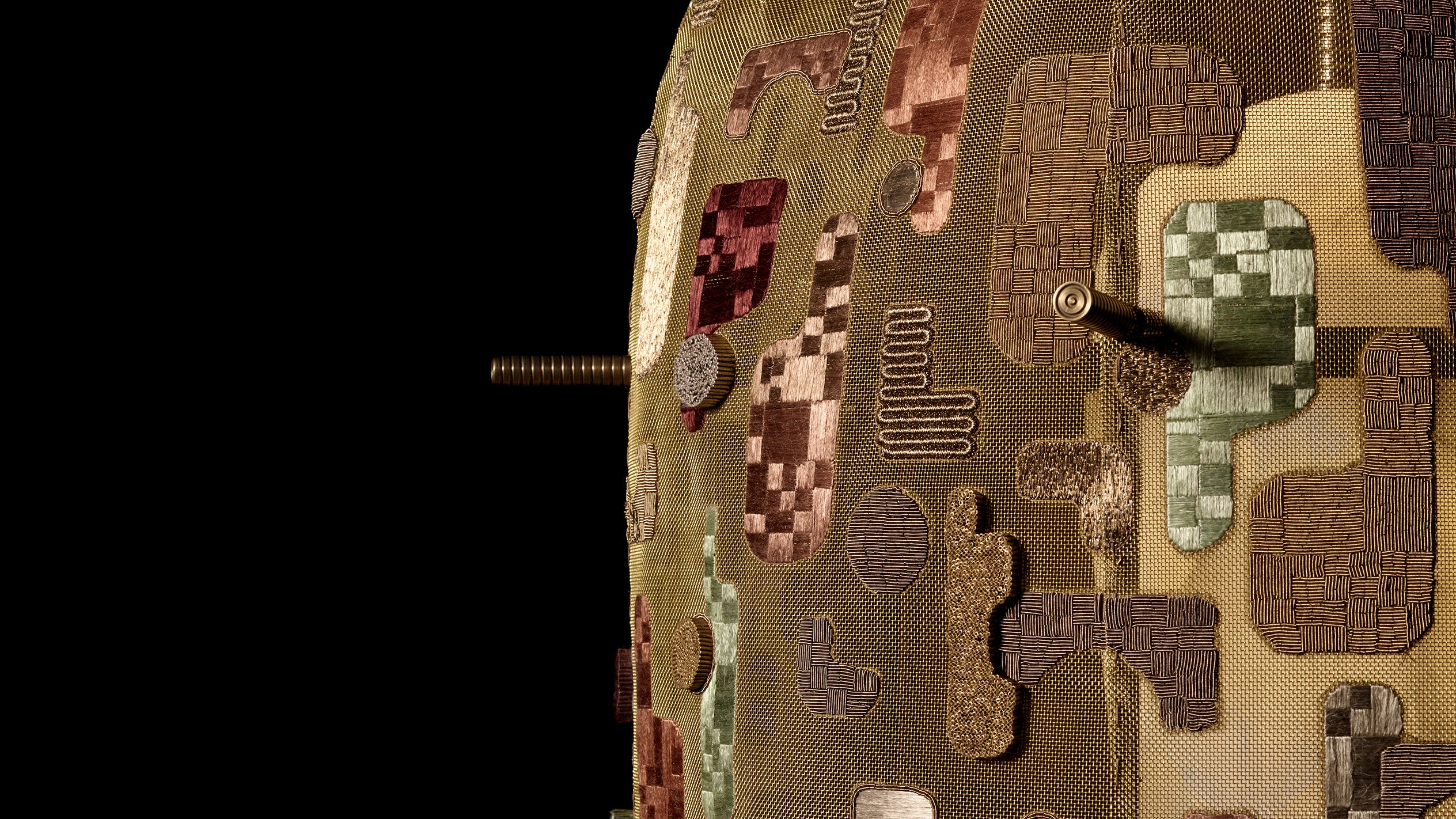 Close up of the INTERLUDE hand embroidered lamp shade.