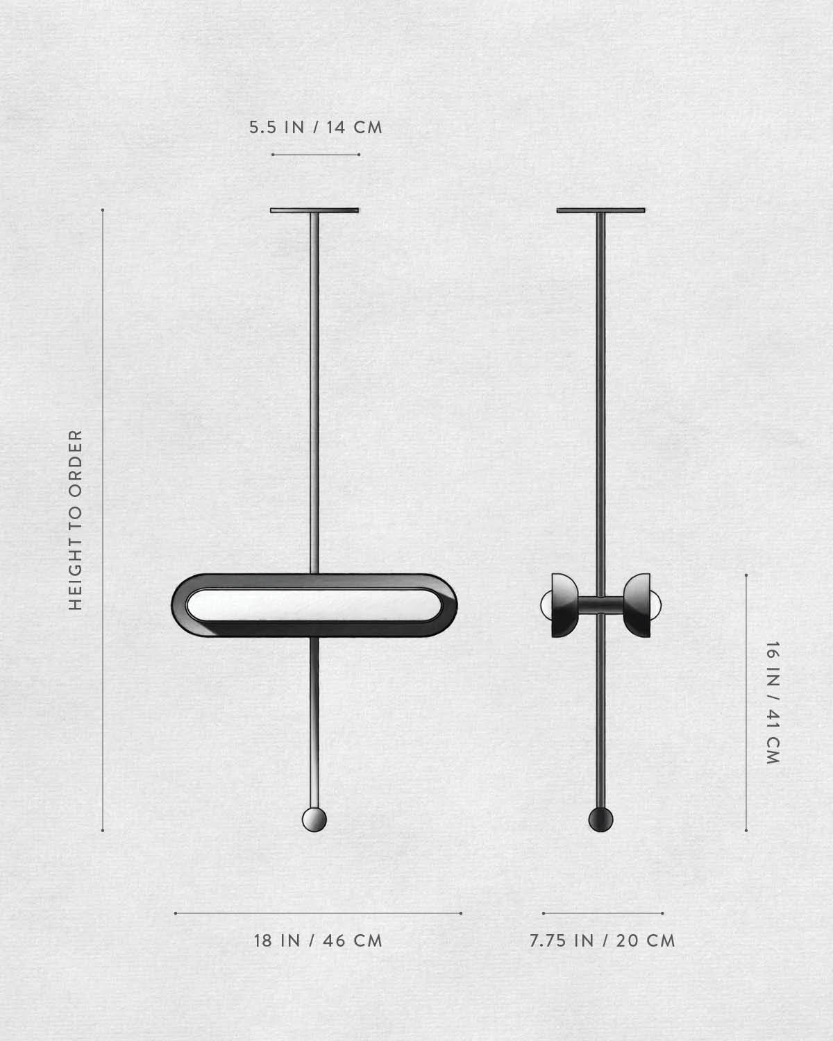 Technical drawing of CIRCUIT : 2 PENDANT HORIZONTAL.