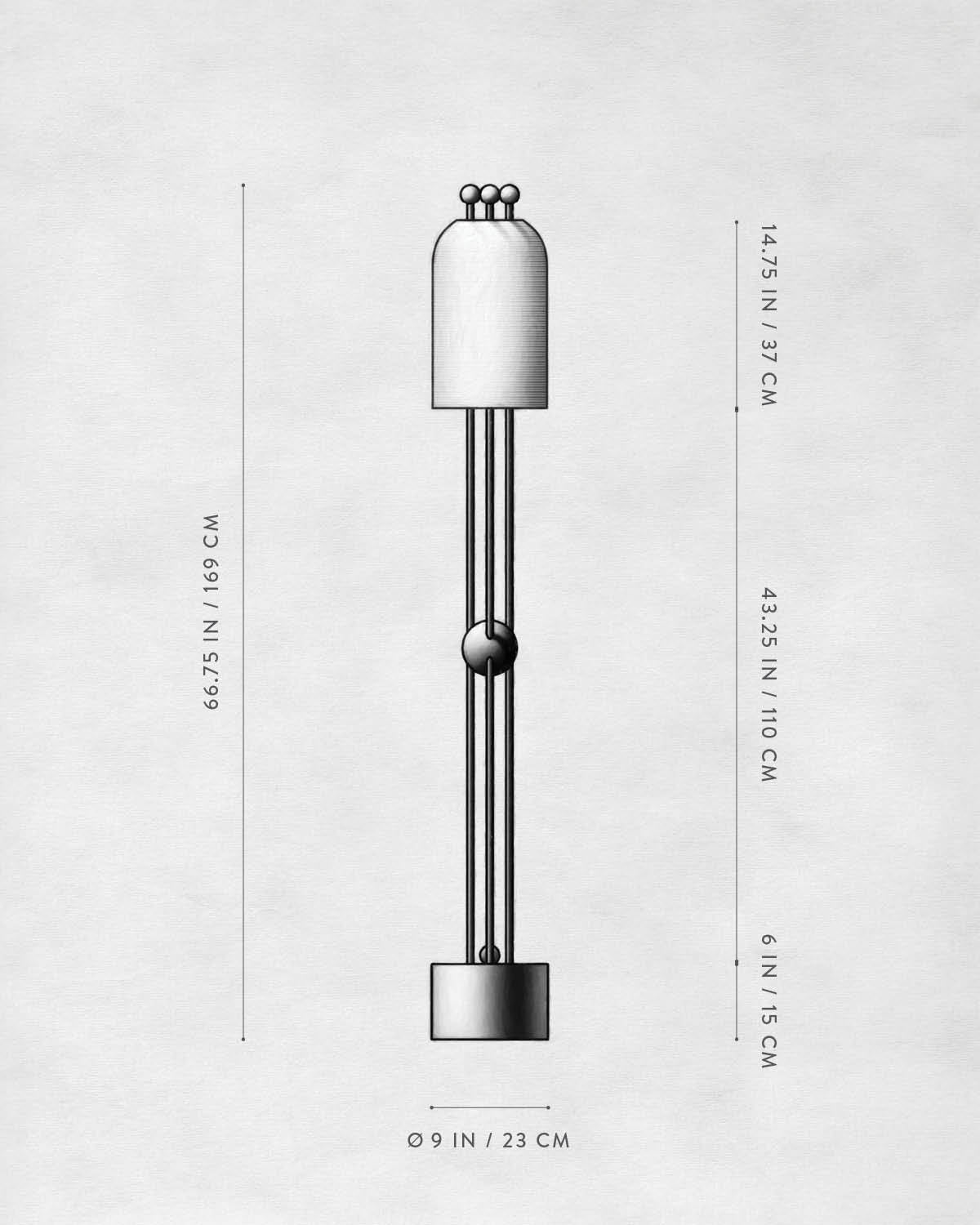 Technical drawing of LANTERN : FLOOR LAMP.