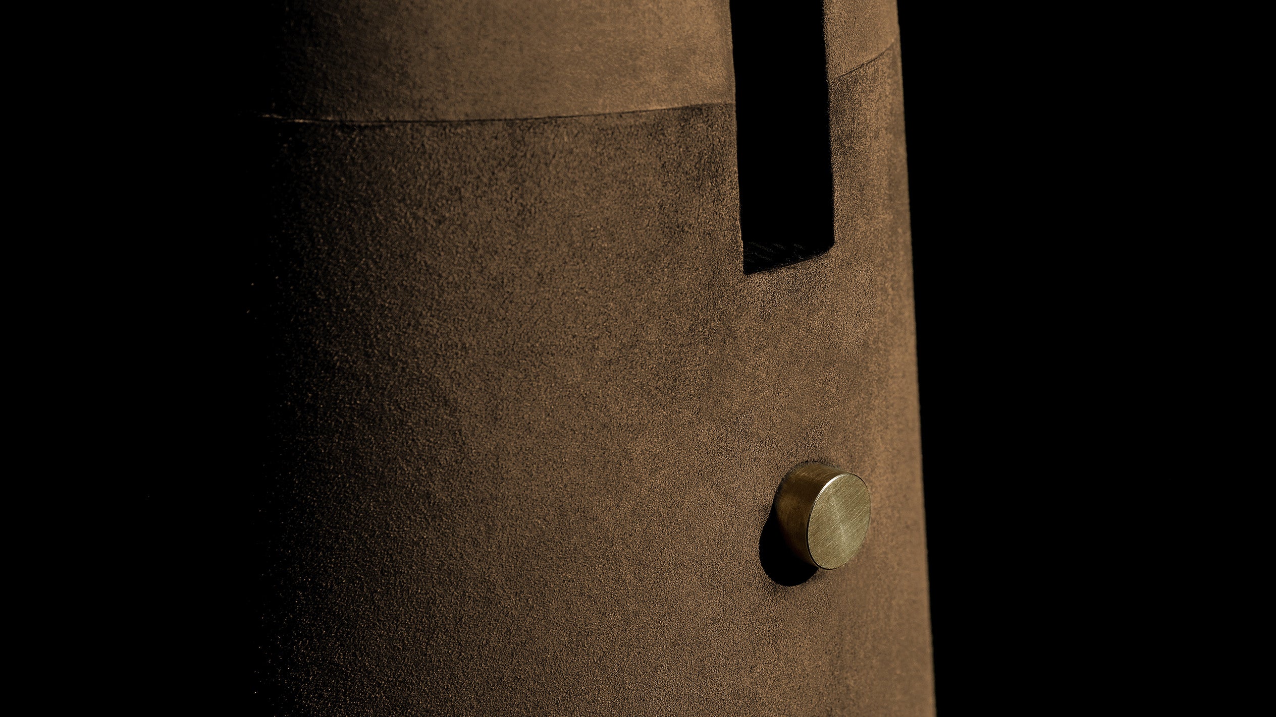 Close ups of the METRONOME table lamp showing details of the Aged Brass and Bronze Suede.
