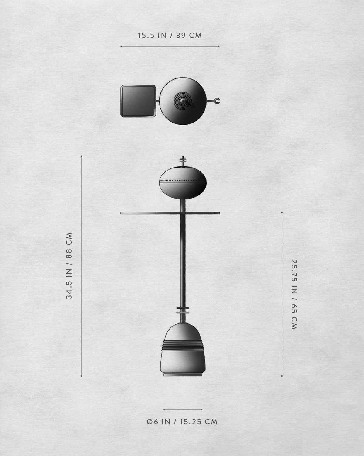 Technical drawing of STANDBY : SMOKING TABLE.