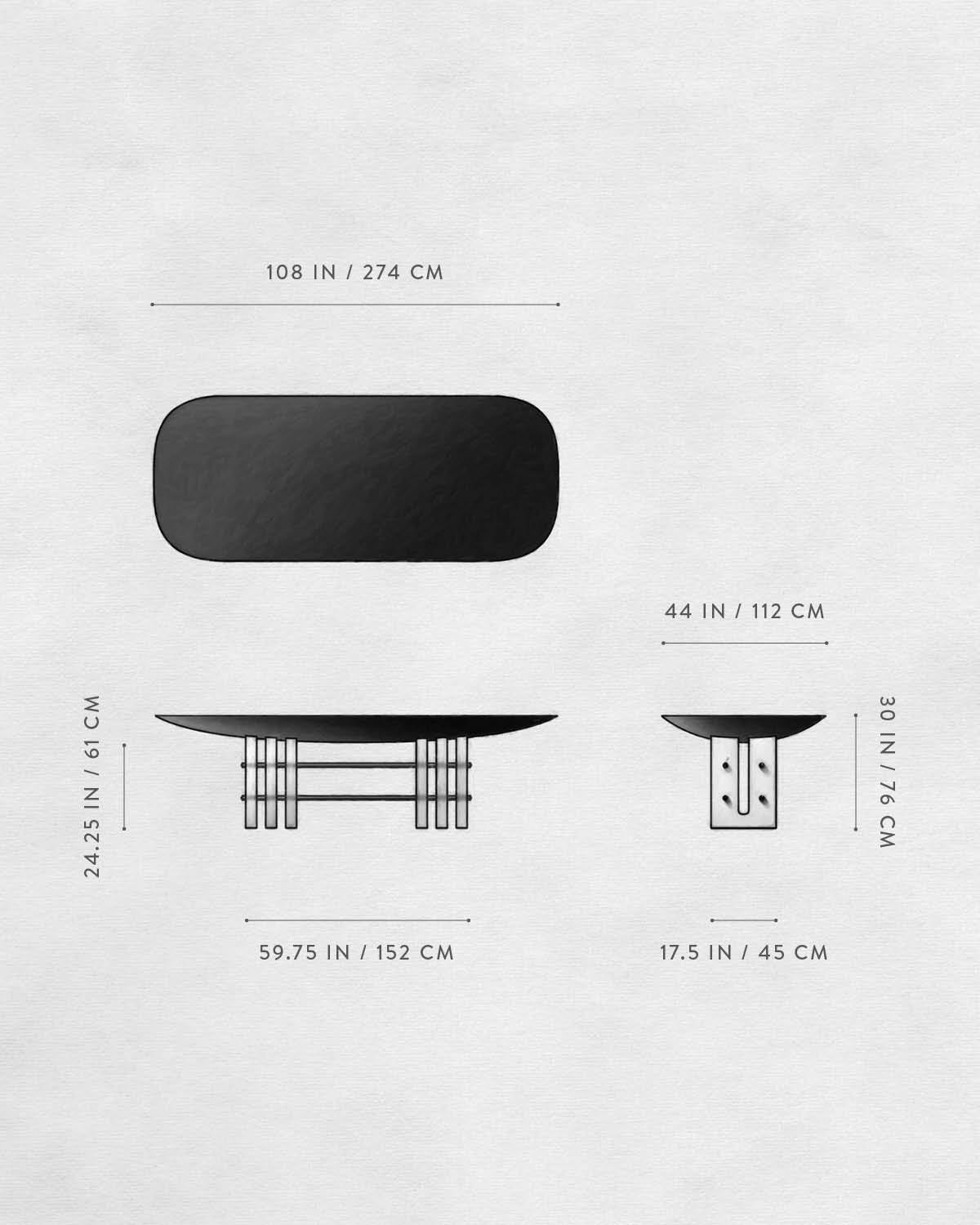 Technical drawing of SEGMENT : DINING TABLE.