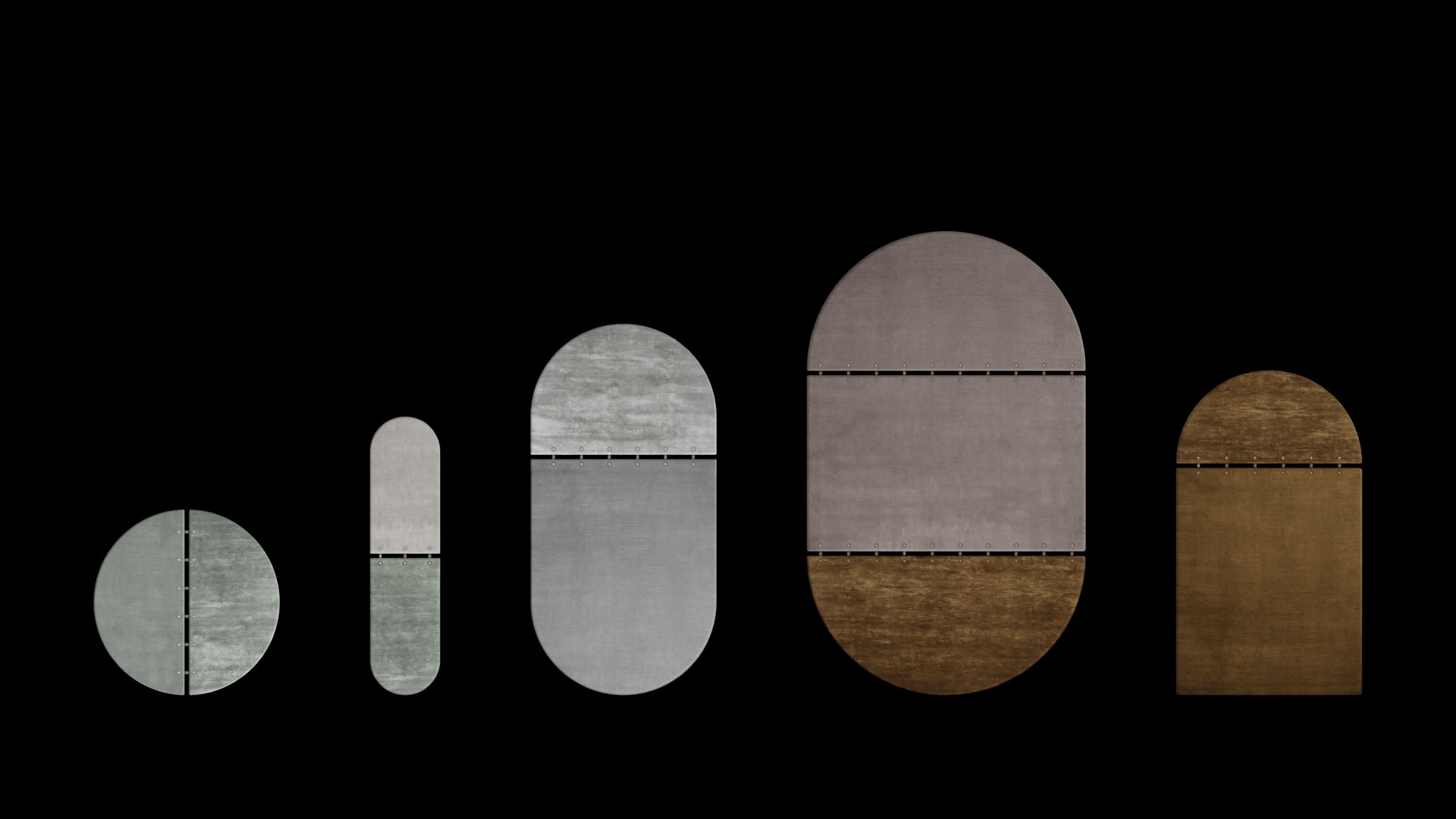 SEQUENCE modular rug concepts 01 through 05. 