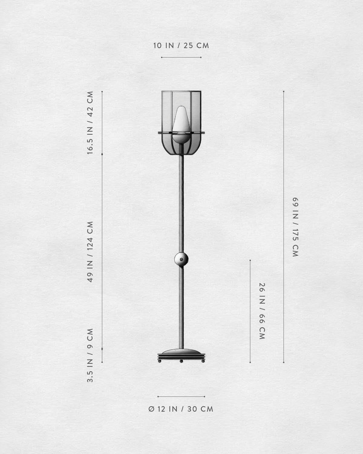 Technical drawing of INTERLUDE : HAND-EMBROIDERED FLOOR LAMP.