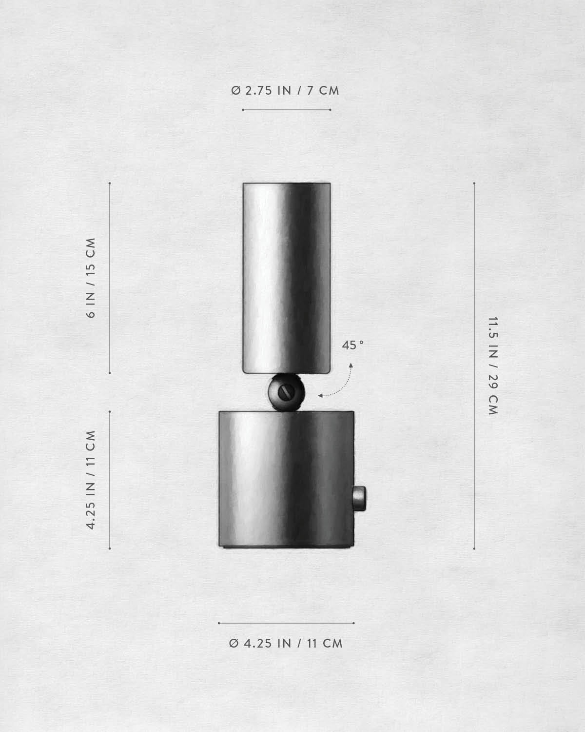 Technical drawing of CYLINDER : UPLIGHT.