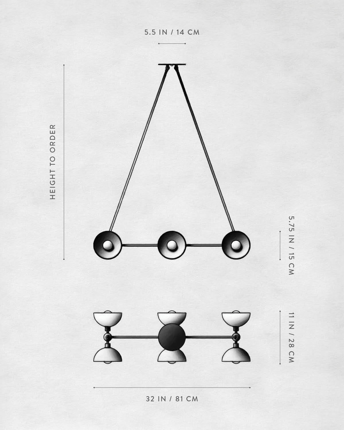 Technical drawing of TRAPEZE : 6 PENDANT.