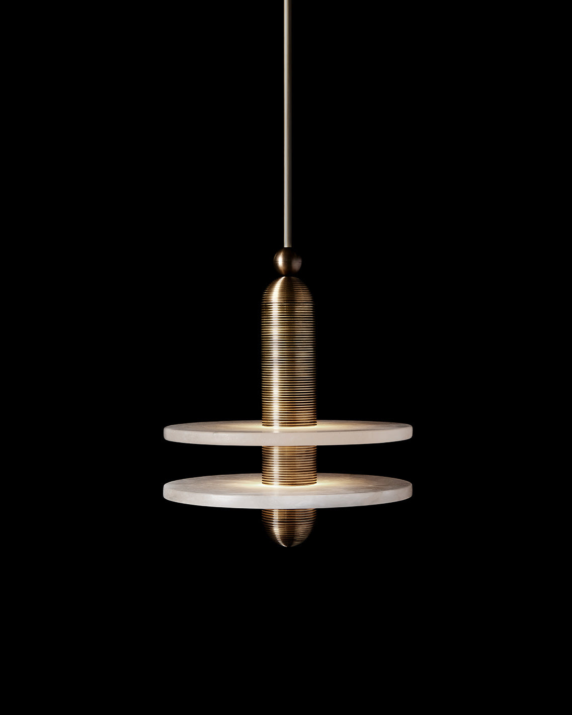 MEDIAN : 1 ceiling pendant hanging against a black background. 