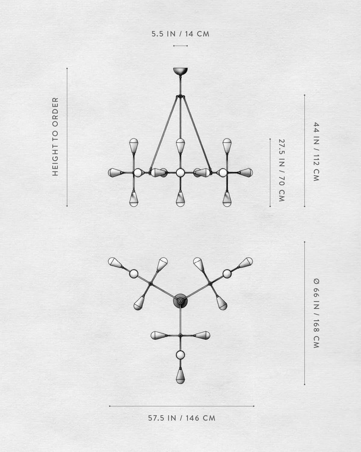 Technical drawing of TRIAD : 15 PENDANT.