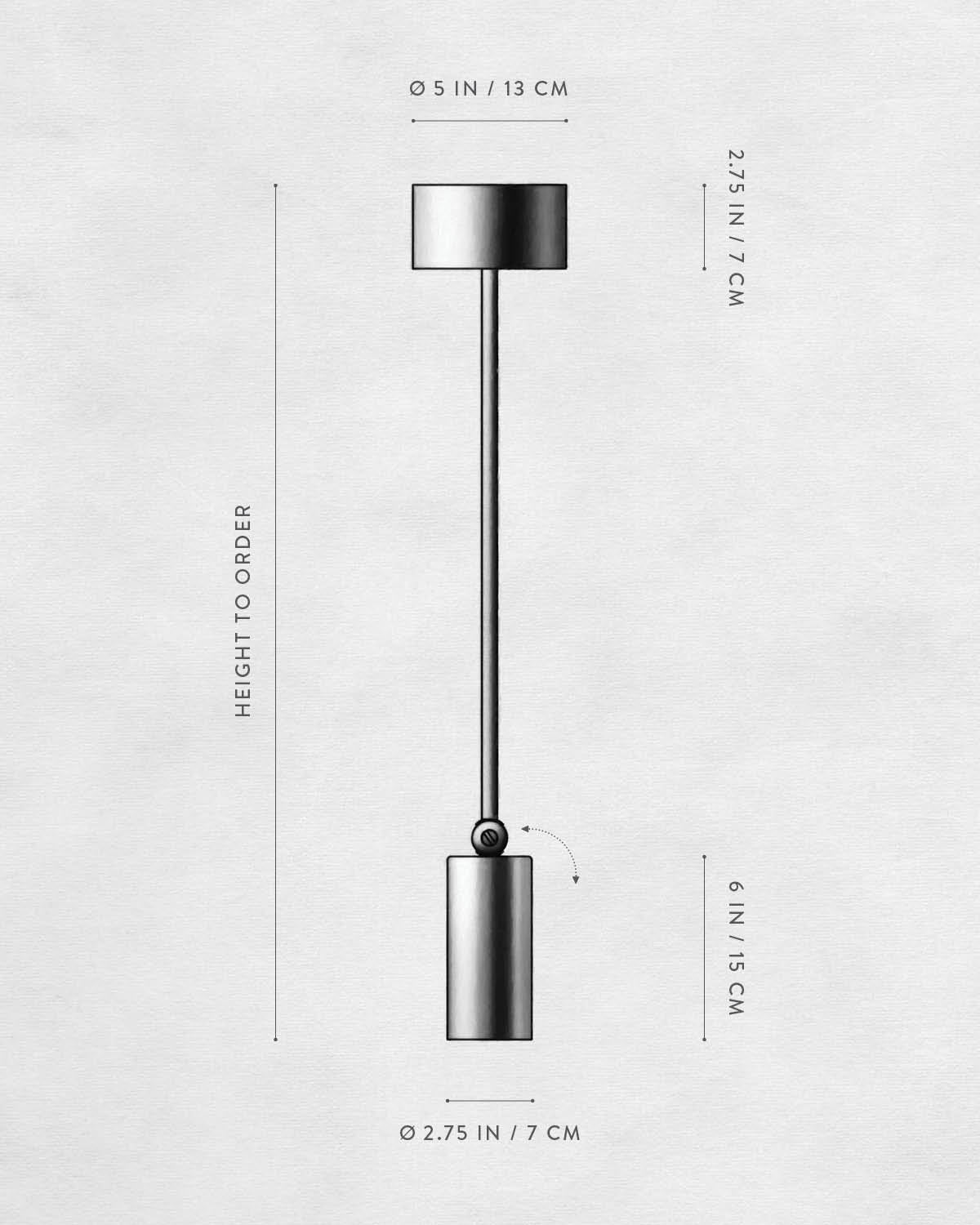 Technical drawing of CYLINDER : DOWNLIGHT EXTENDED.