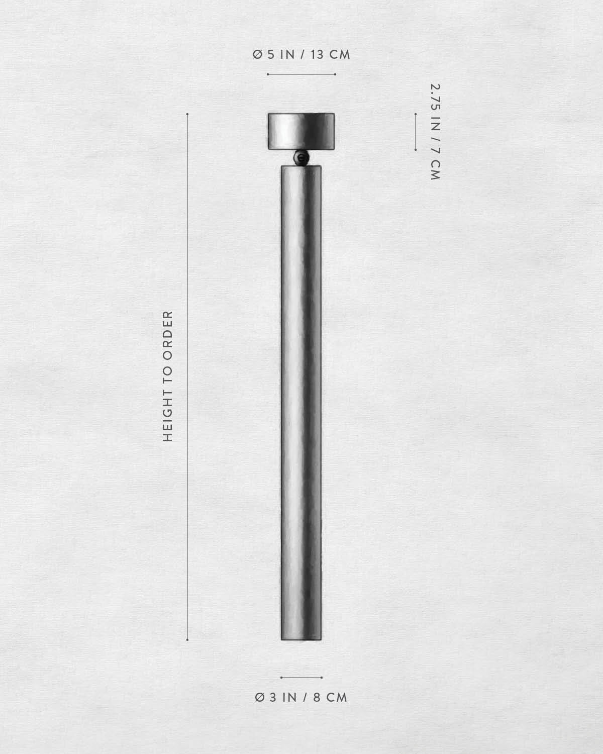 Technical drawing of CYLINDER : PENDANT. 