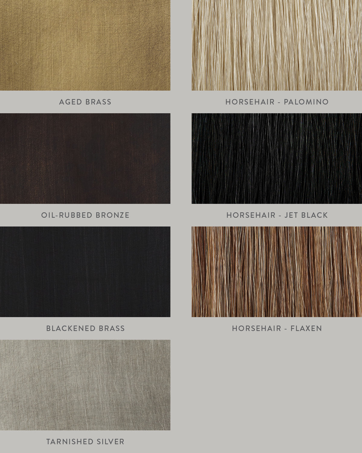 Material swatches for HORSEHAIR : SCONCE. 