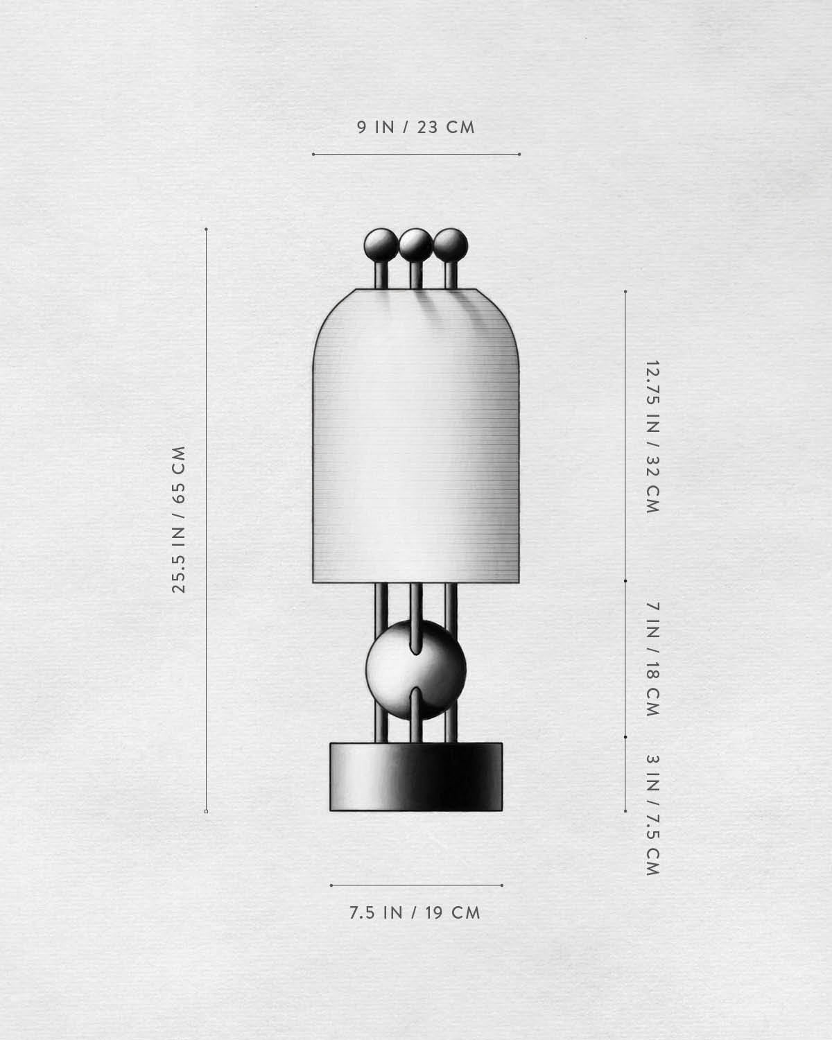 Technical drawing of LANTERN : TABLE LAMP.