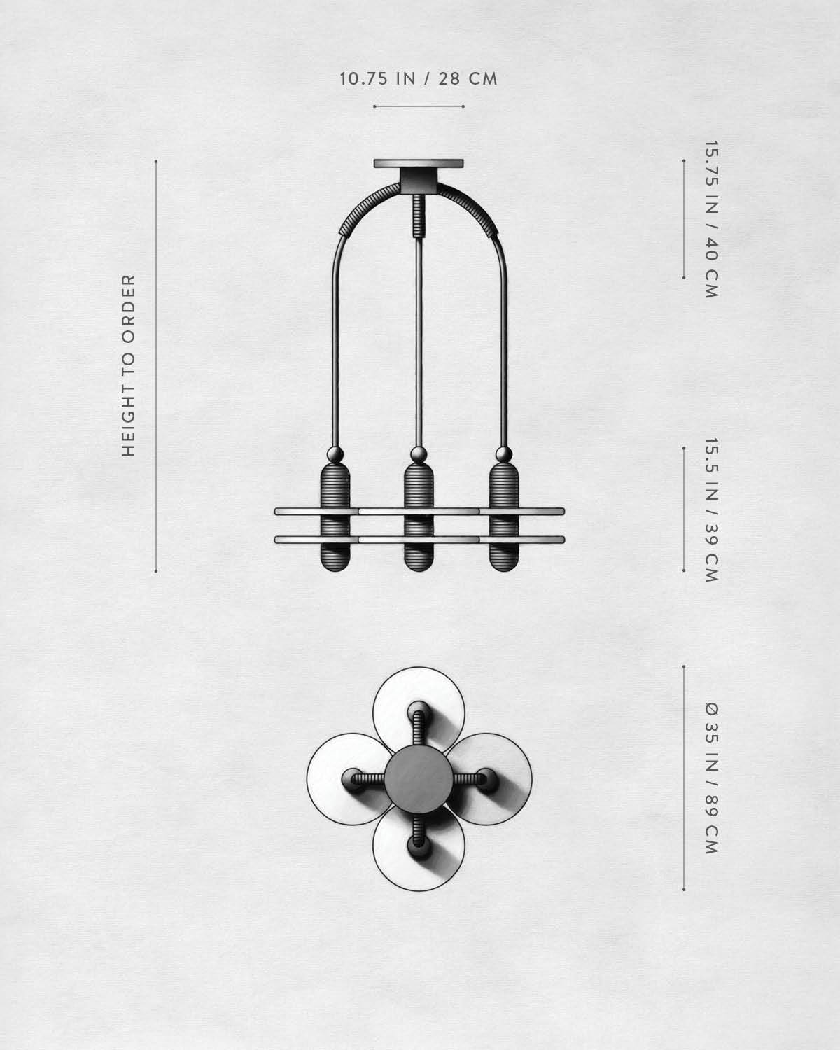 Technical drawing of MEDIAN : 4 PENDANT.