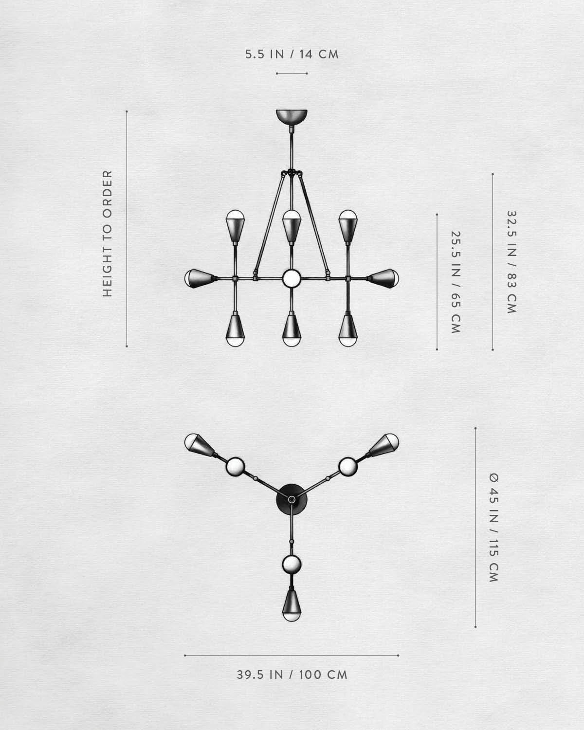 Technical drawing of TRIAD : 9 PENDANT.