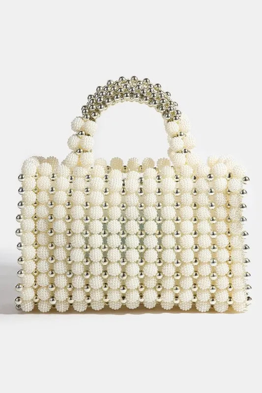 Fame Metallic and Pearl Cluster Beaded Handbag
