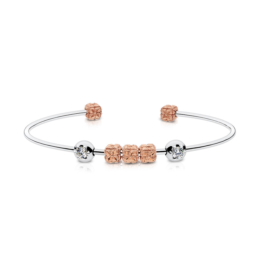 Florette Diamond Cuff Bracelet in 18K White & Rose Gold