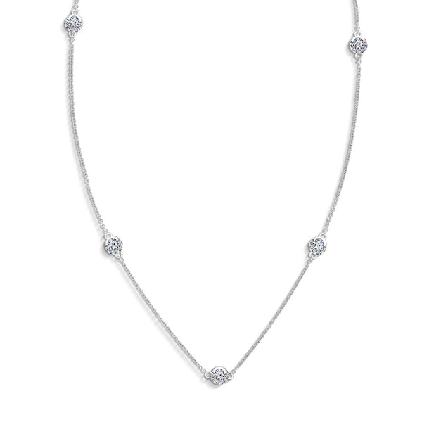 FB JEWELS 14K White Gold Diamond Multi Station Necklace並行輸入-