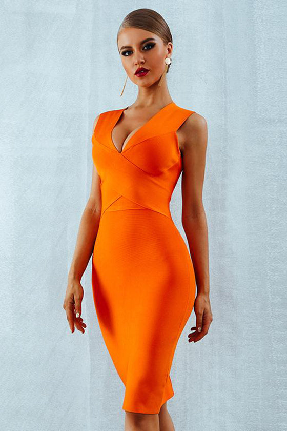 orange going out dress