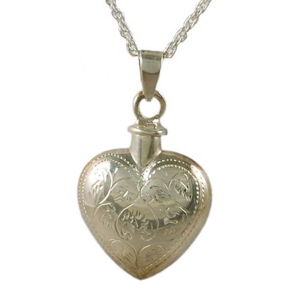 Etched Heart Keepsake Pendant