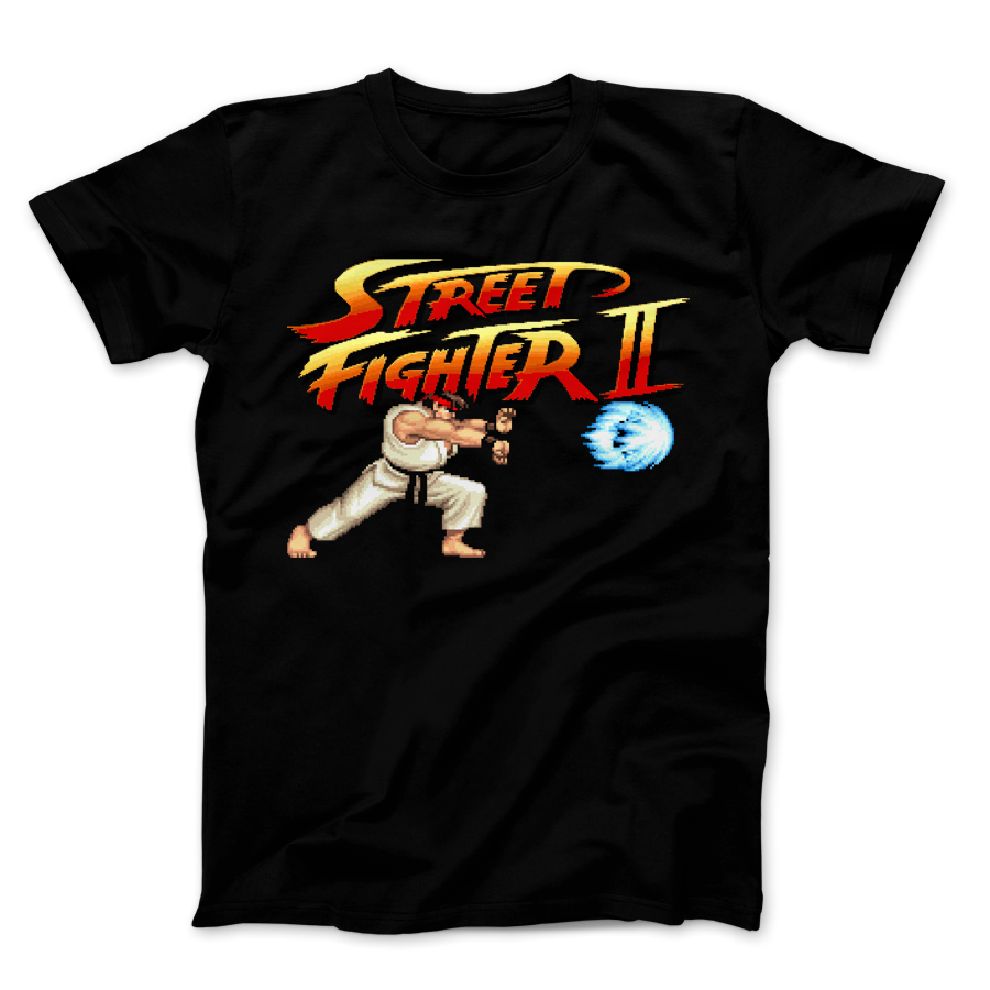 Ryu Hadouken SFII - PixelRetro Video Game T-Shirt - Street Fighter
