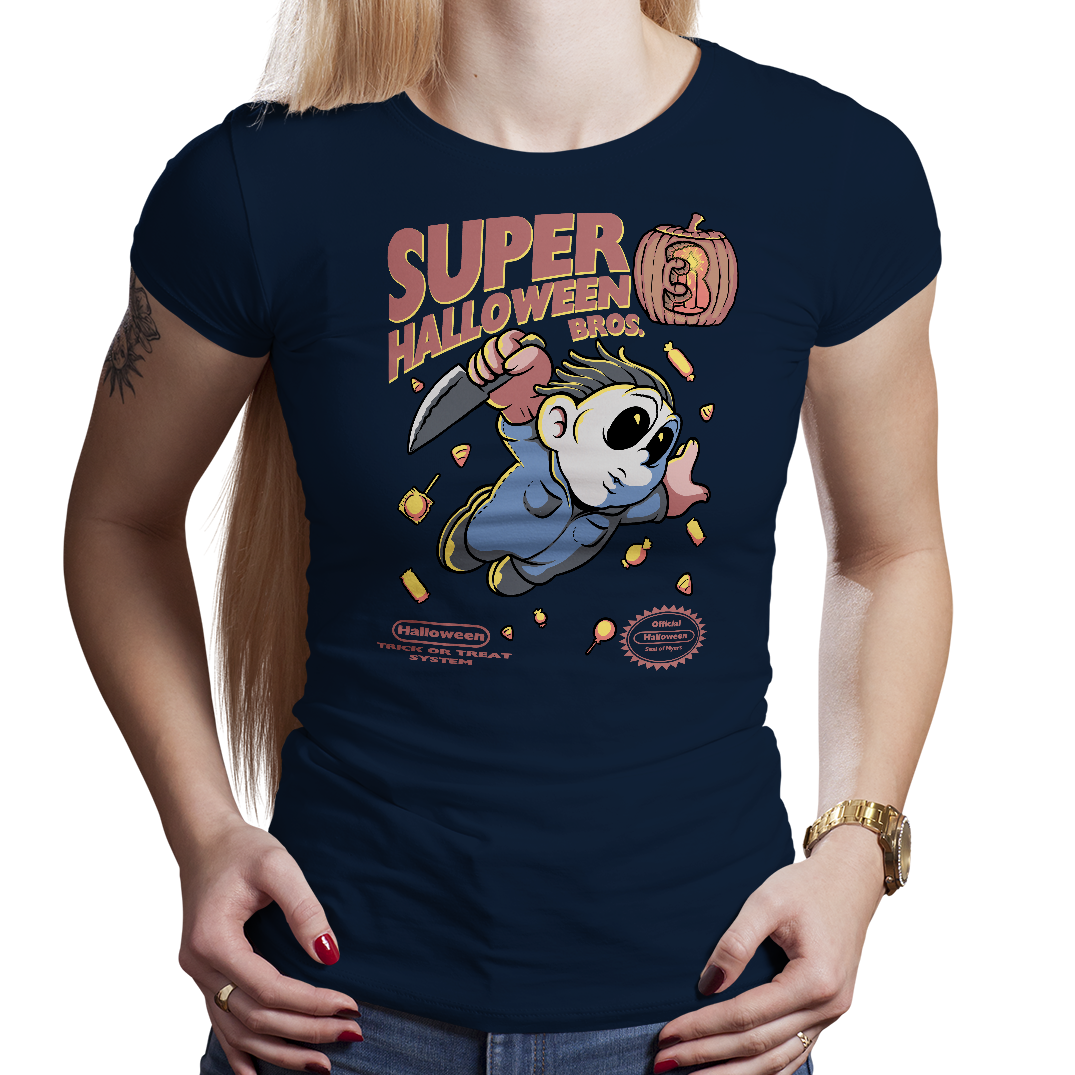 Super Halloween Bros Pixelretro Video Game T Shirts Super Mario 3