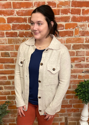 Oatmeal Button Down Cardigan - Brick Road Boutique - Button Down Cardigans For Women