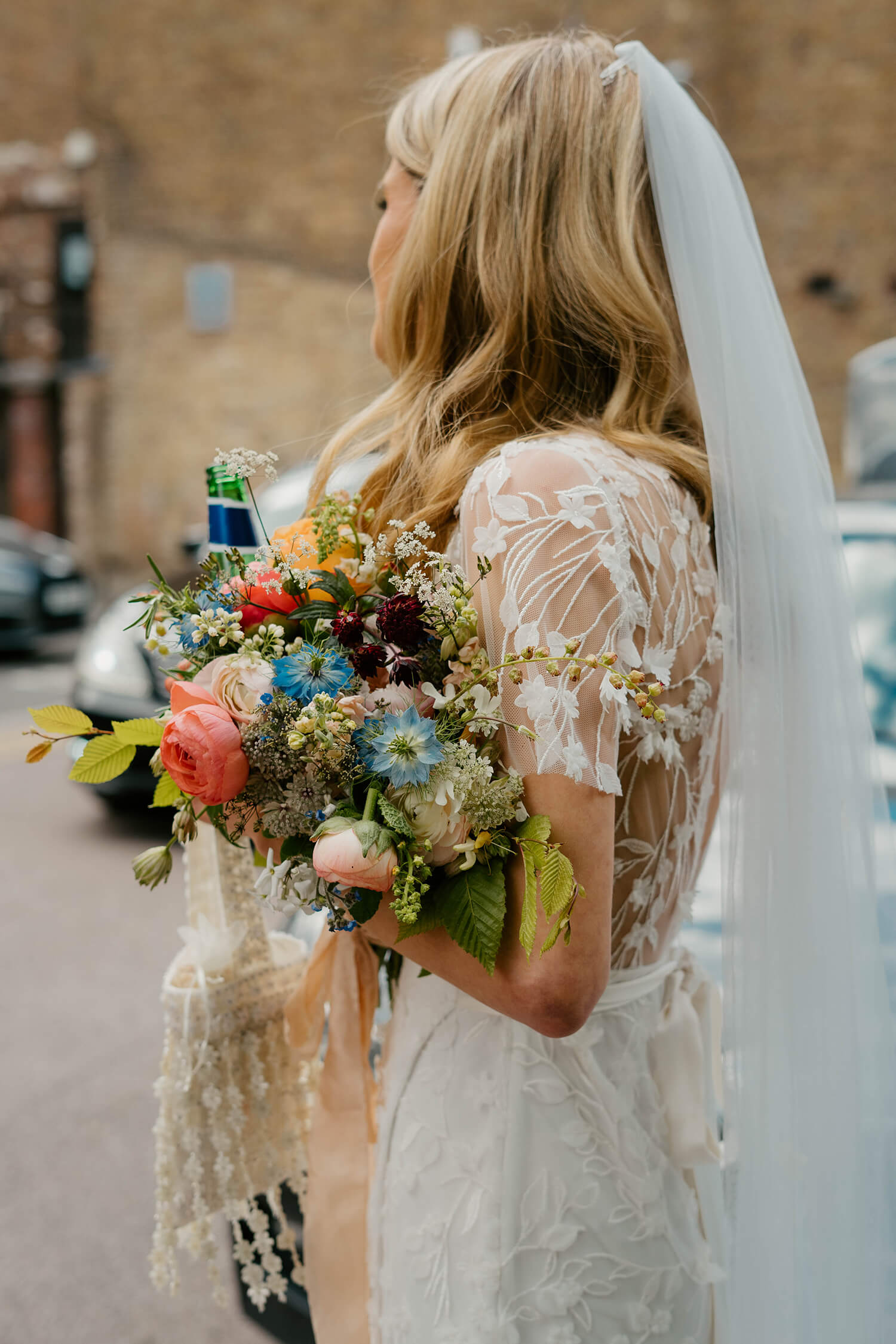 Luci's bespoke wedding dress from Constellation Ame