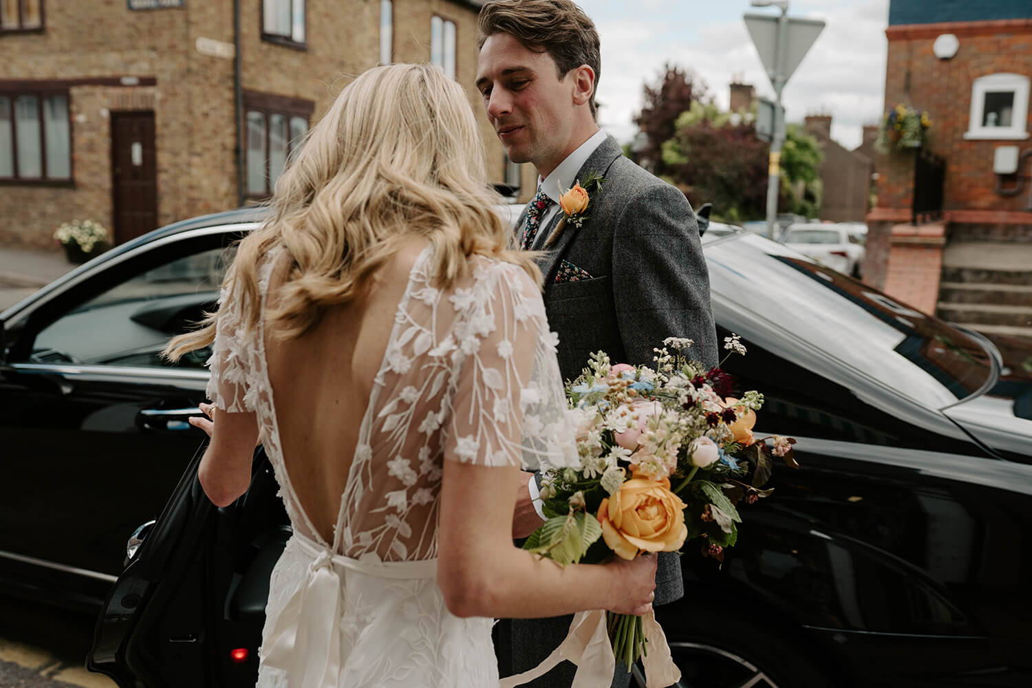 Luci's bespoke wedding dress from Constellation Ame