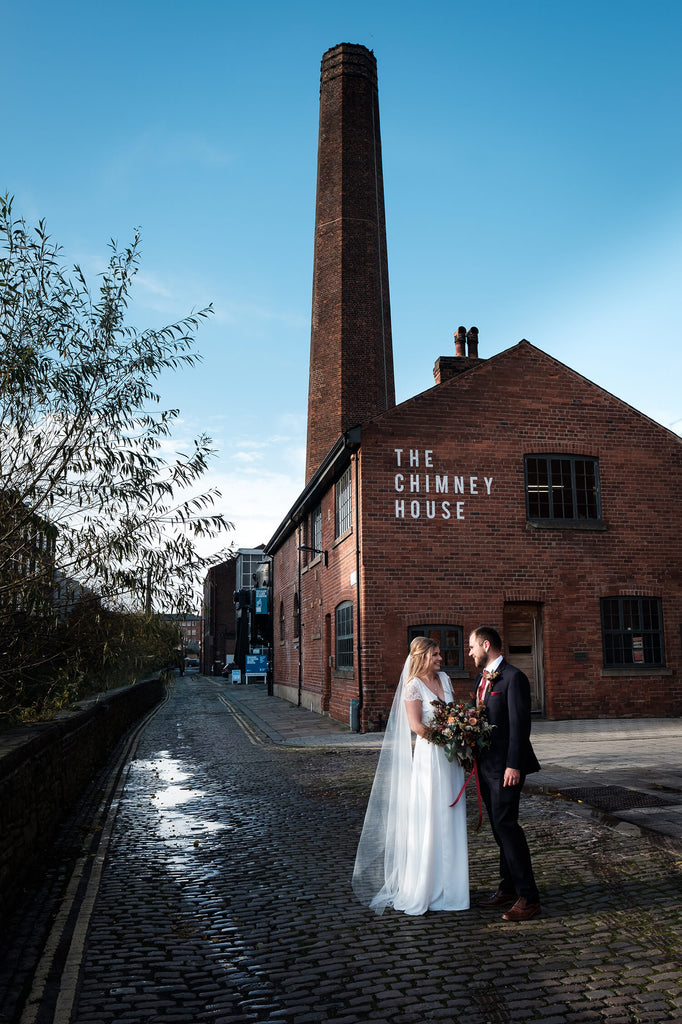 Bride Abigail wearing our Cecilia Wedding Dress